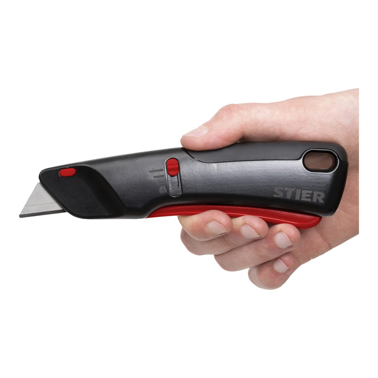 STIER safety cutter knife premium with 10 replacement blades automatic