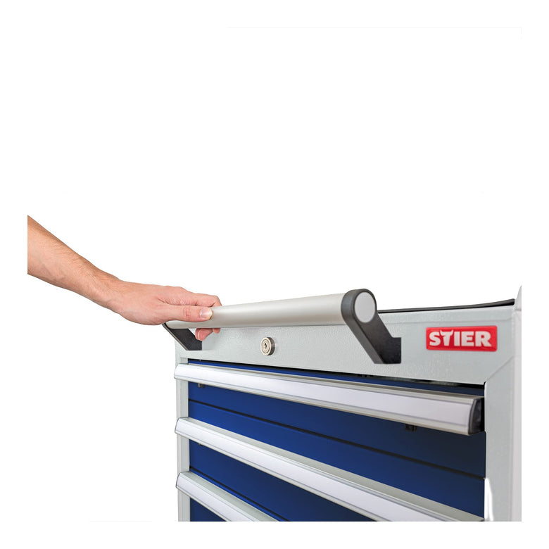 STIER Mobile drawer cabinet with 6 drawers 600x575x1090 gentian blue and