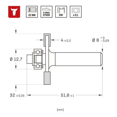 STIER disc groove cutter D32 x L4 x S8 mm HM (HW)
