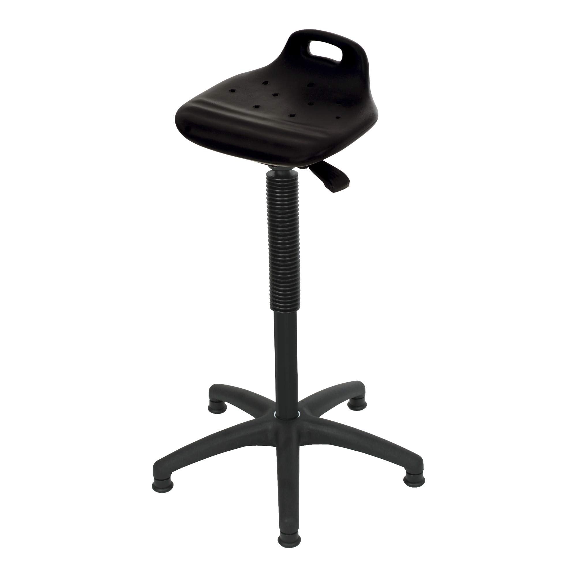 STIER Stehhilfe mit Gleitern und Fußring Sitzhöhe 640-890mm PU-Sitz mit Tragegriff