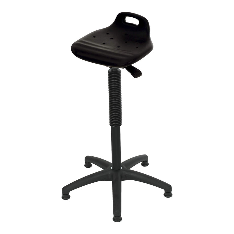 STIER Stehhilfe mit Gleitern und Fußring Sitzhöhe 640-890mm PU-Sitz mit Tragegriff