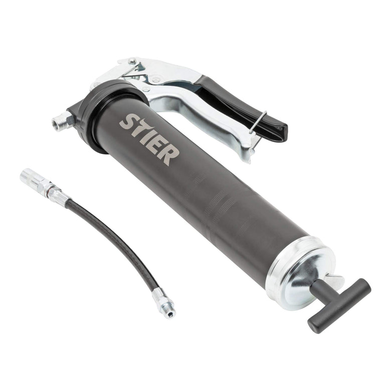 STIER Einhand-Fettpresse mit Nylonschlauch Arbeitsdruck 410 bar Schmierpresse