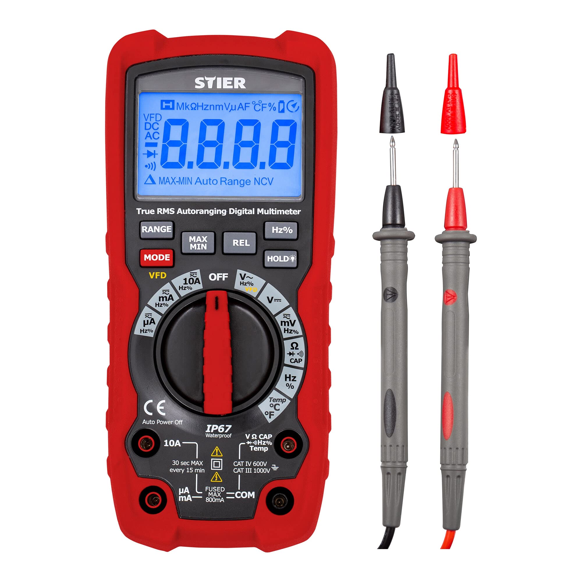 STIER Profi Digital Multimeter 0,01mV - 1000V AC/DC wasserdicht CAT III 1000V