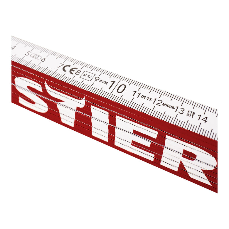 STIER Zollstock 2 m Länge aus Buchenholz 10 Glieder 90° und 180° Raster