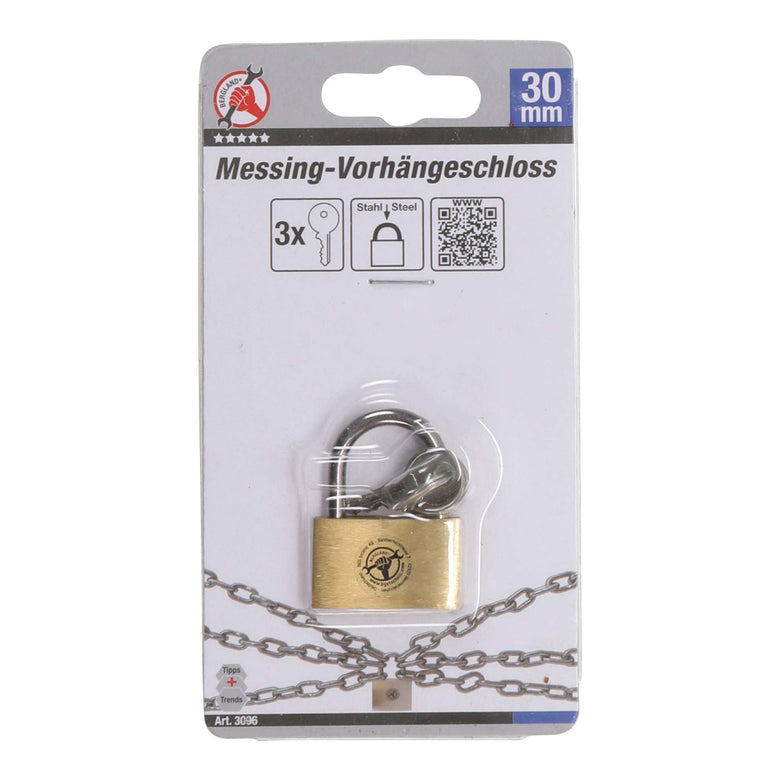 BGS Do it yourself Messing-Vorhängeschloss 30 mm