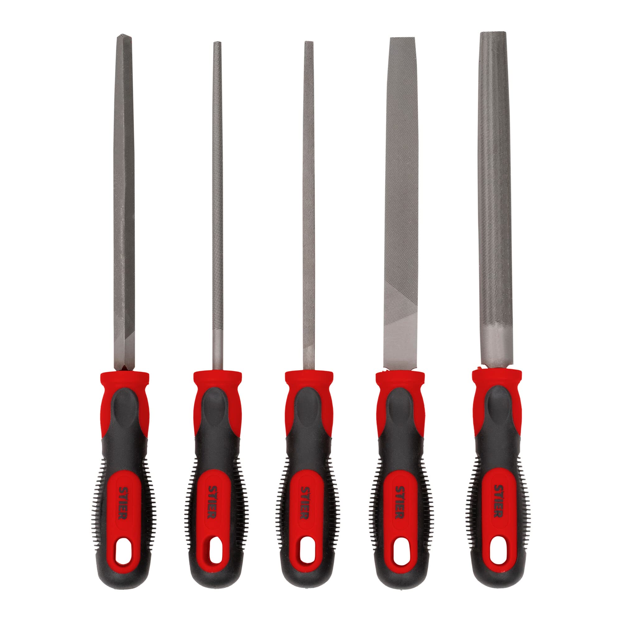 STIER Werkstattfeilen-Satz, 200 mm H2 5-teilig in Weichschaumeinlage (EVA)