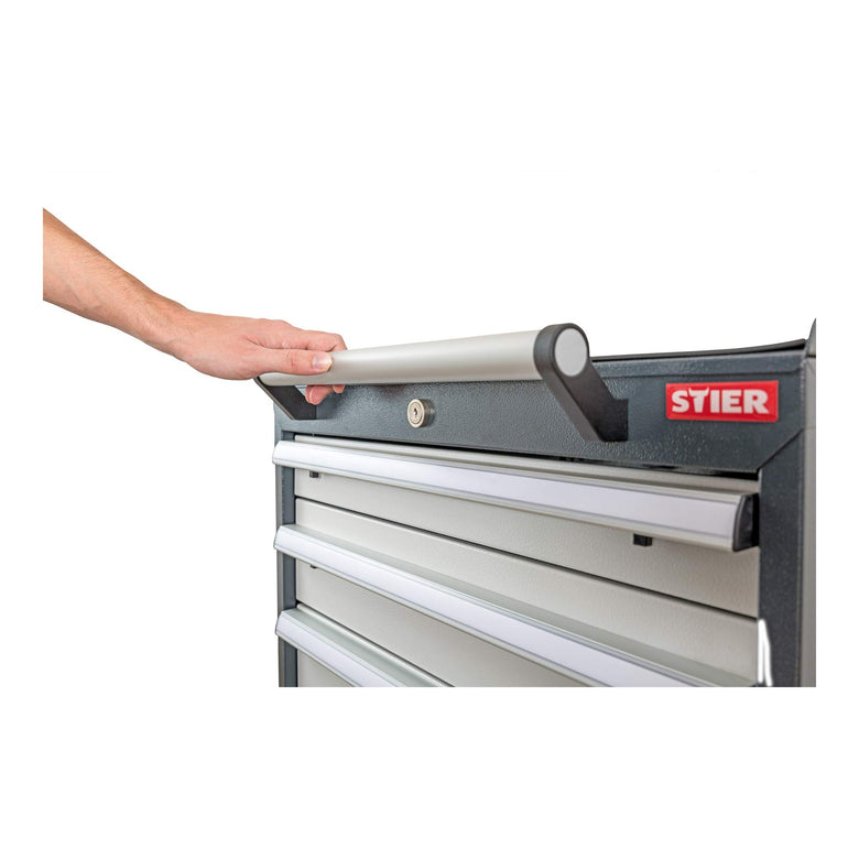 STIER Mobiler Schubladenschrank mit 6 Schubladen, 600x575x1090, Lichtgrau und