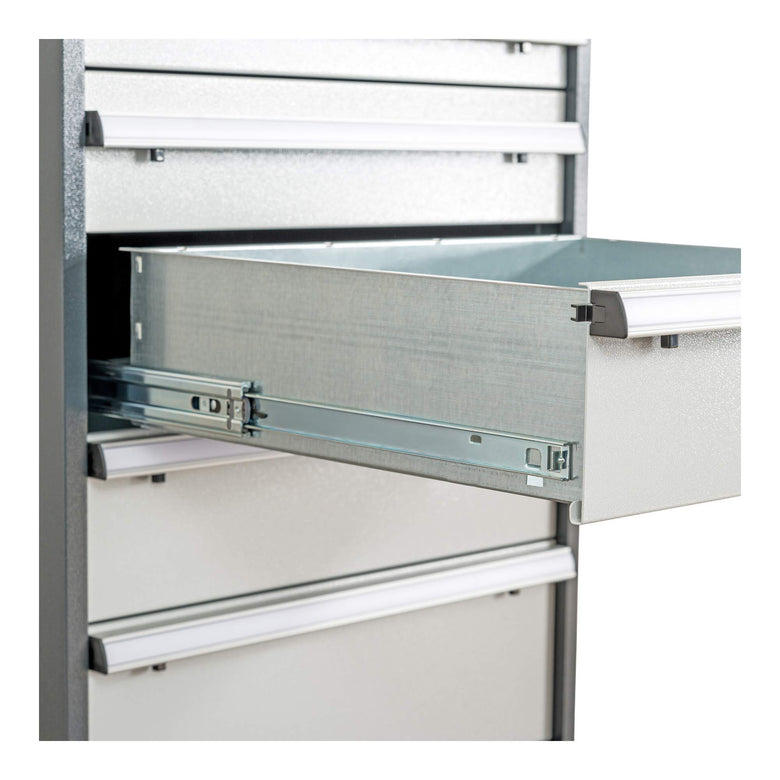 STIER Schubladenschrank mit 5 Schubladen | BxTxH 900x575x820 mm | Gesamttragkraft 1000kg | Blendenhöhen 50 bis 200mm