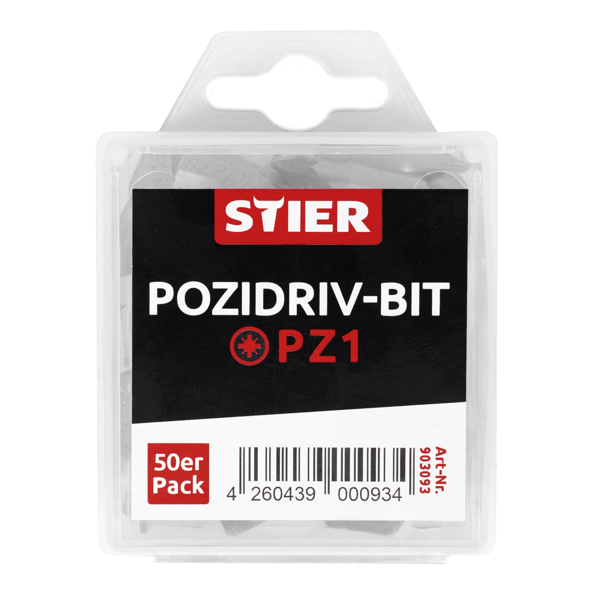 STIER Pozidriv bit bulk pack PZ1 | PZ2 50 pcs bit set