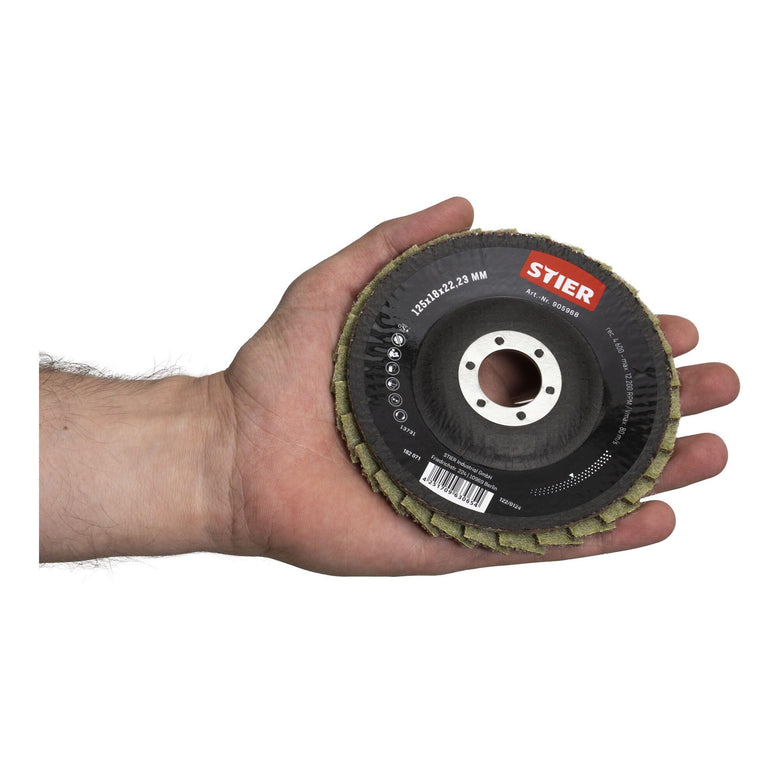STIER fleece flap discs 125 x 18 x 22.23 mm medium 5 pieces