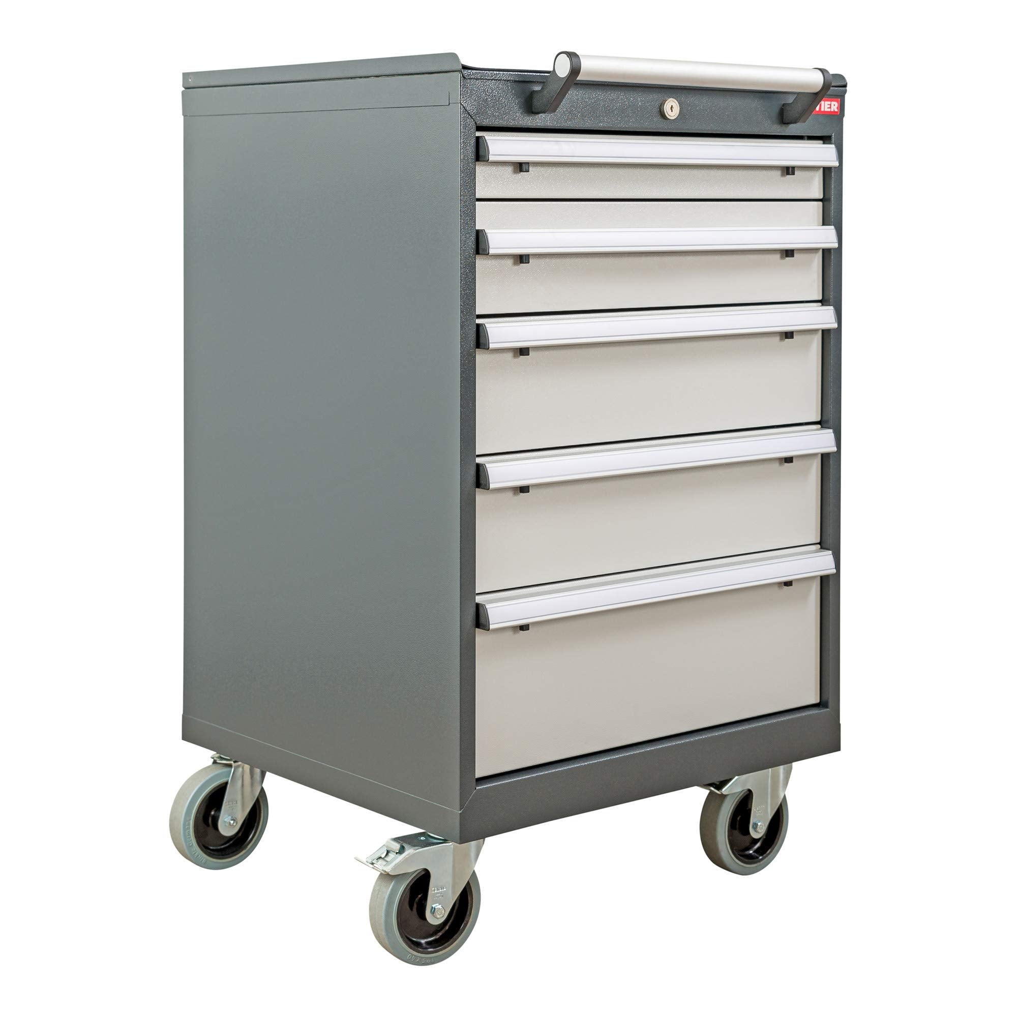 STIER Mobiler Schubladenschrank mit 6 Schubladen BxTxH 600x575x1090 mm, anthrazitgrau/lichtgrau, RAL 7016 / RAL 7035
