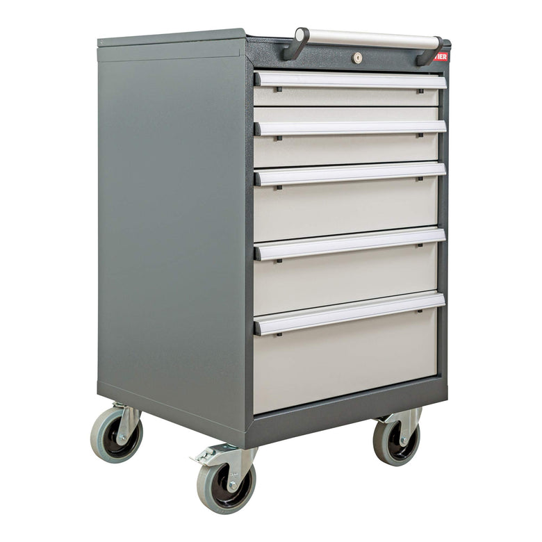 STIER Mobiler Schubladenschrank mit 6 Schubladen BxTxH 600x575x1090 mm, anthrazitgrau/lichtgrau, RAL 7016 / RAL 7035