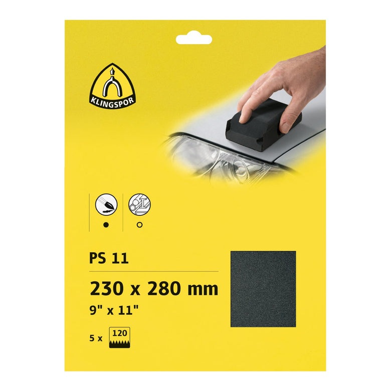 Klingspor PS 11 C Bogen wasserfest, 230 x 280 mm Korn 120, SB-verpackt im Reiter