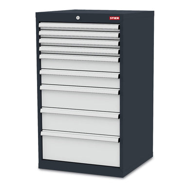 STIER drawer cabinet with 9 drawers WxDxH 600x575x1020 mm