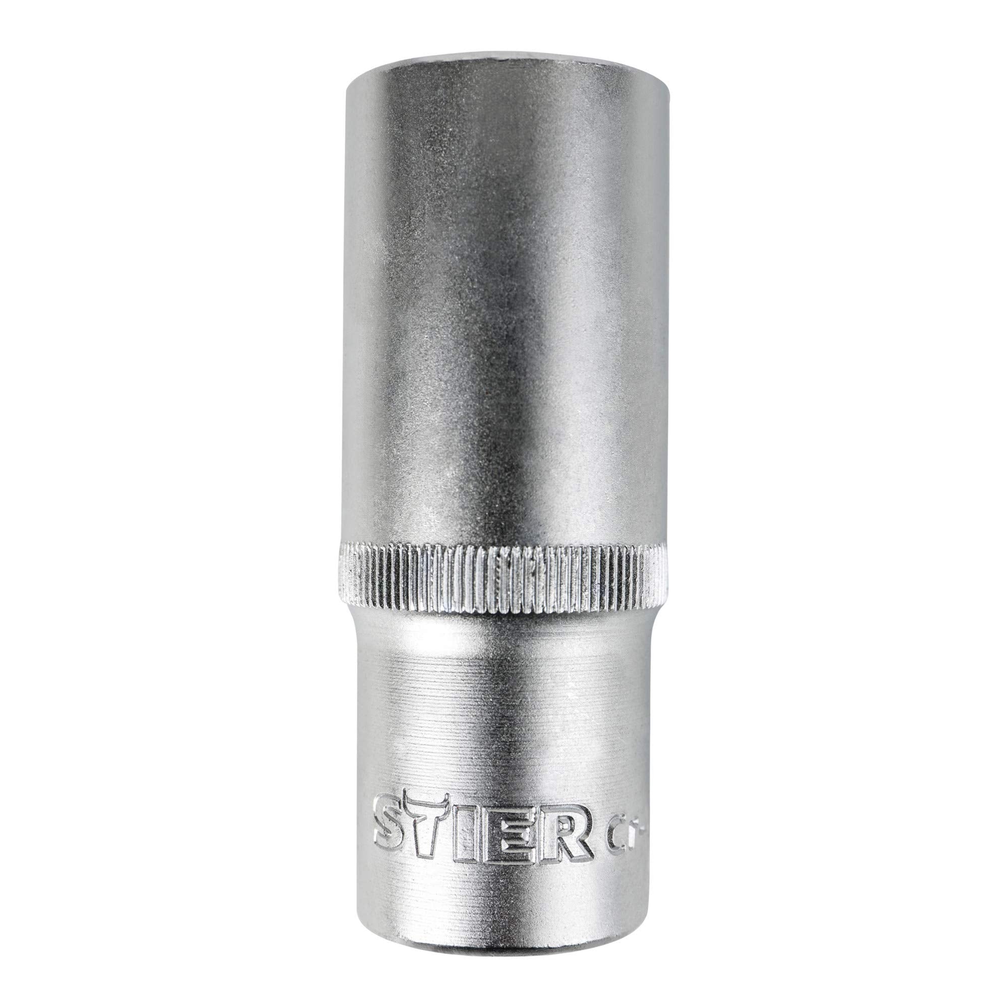 STIER Tiefbett-Sechskant-Steckschlüsseleinsatz 1/4, 3/8, 1/2 Zoll mit SW 4-22 mm
