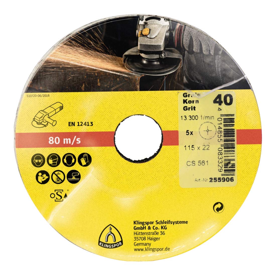 Klingspor CS 561 Fiberscheiben, 125 x 22 mm Korn 24 Sternloch, SB-verpackt in