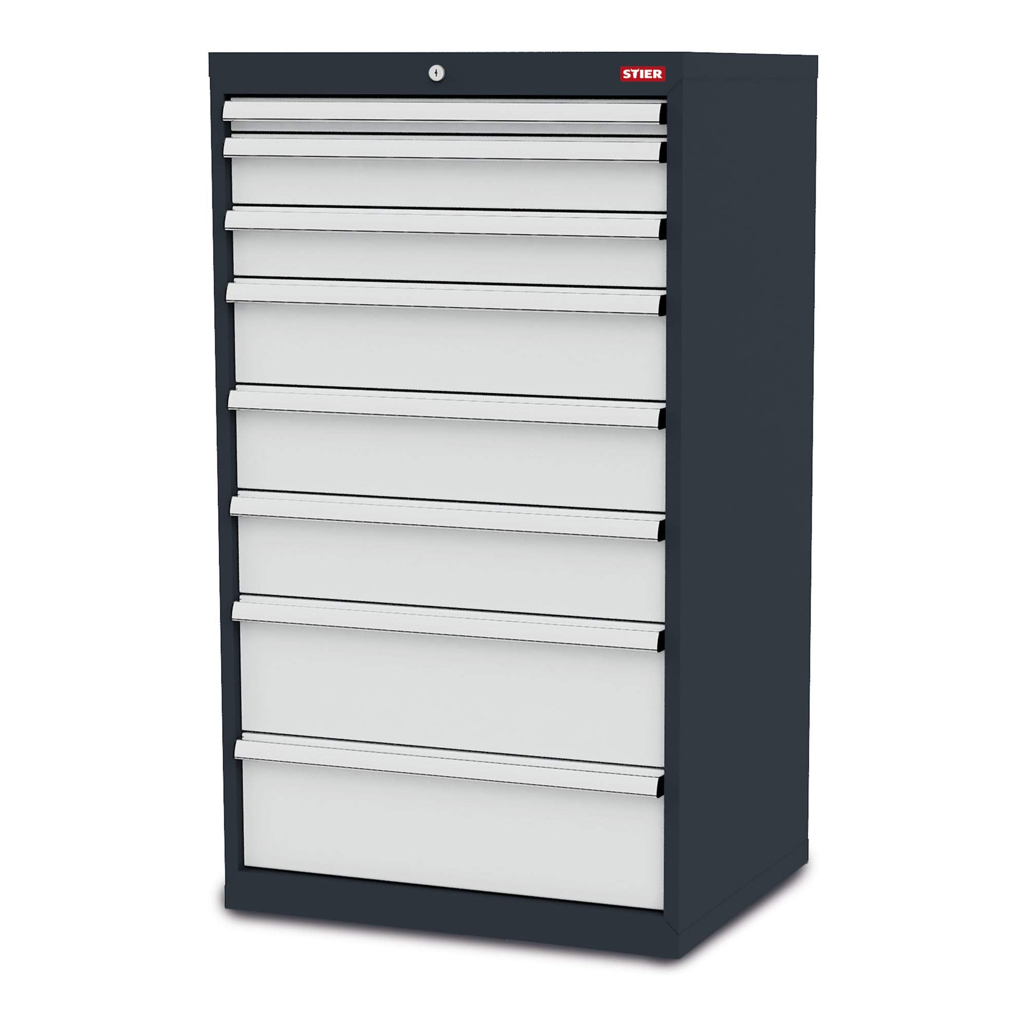 STIER Schubladenschrank mit 8 Schubladen BxTxH 600x575x1220 mm