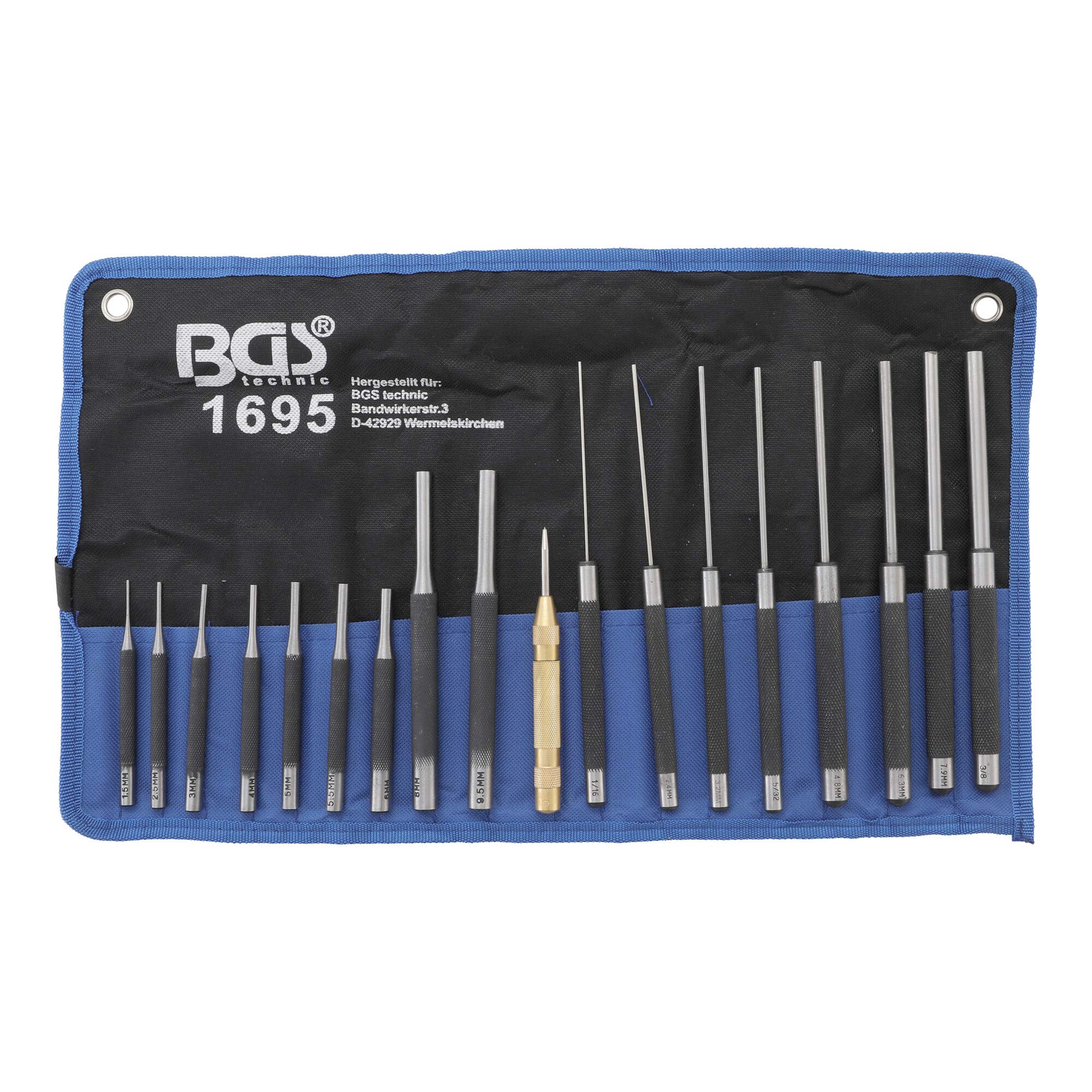 BGS Splintentreiber-Satz 100 - 150 - 200 mm 1,5 - 9,5 mm inkl. Körner 18 teilig