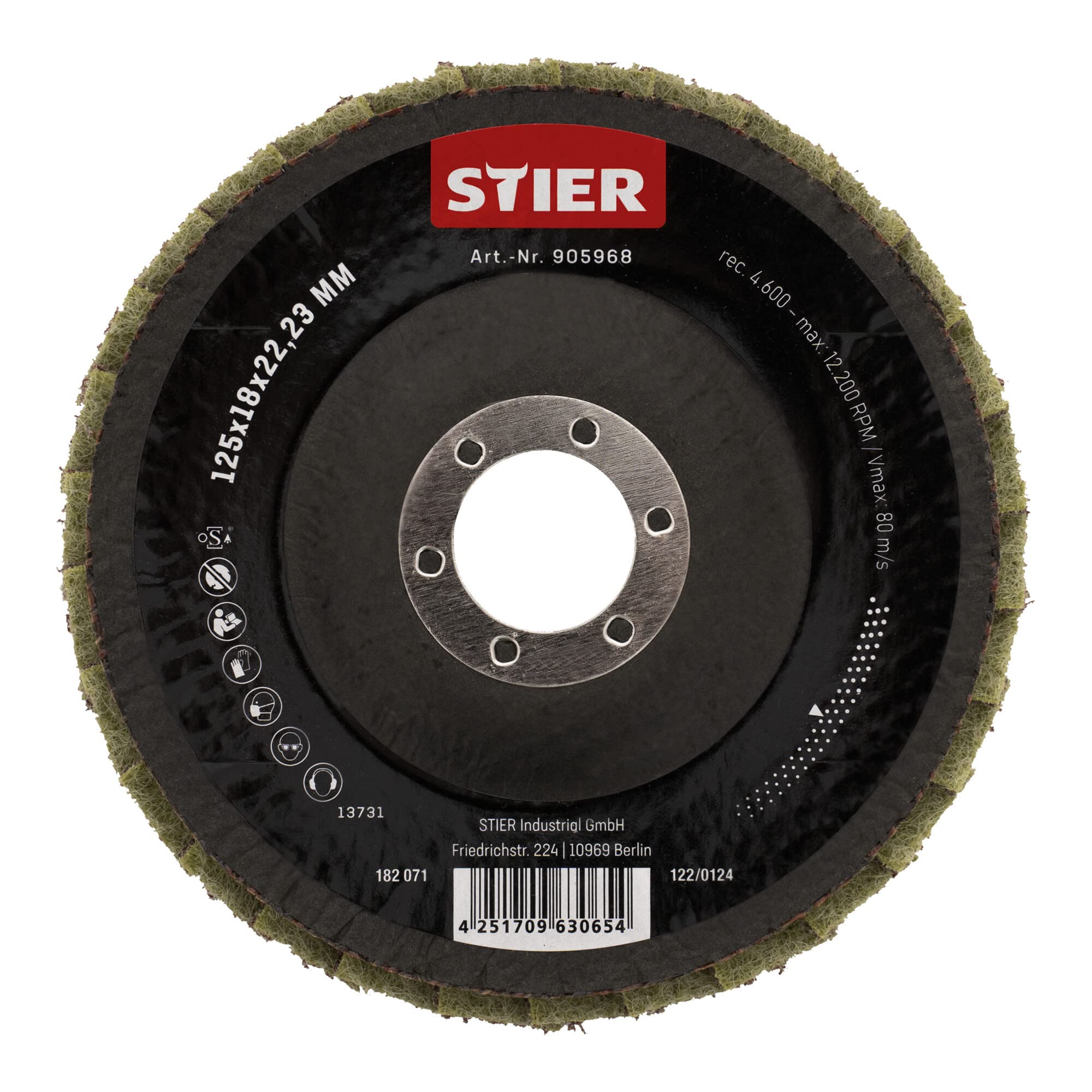 STIER fleece flap discs 125 x 18 x 22.23 mm medium 5 pieces