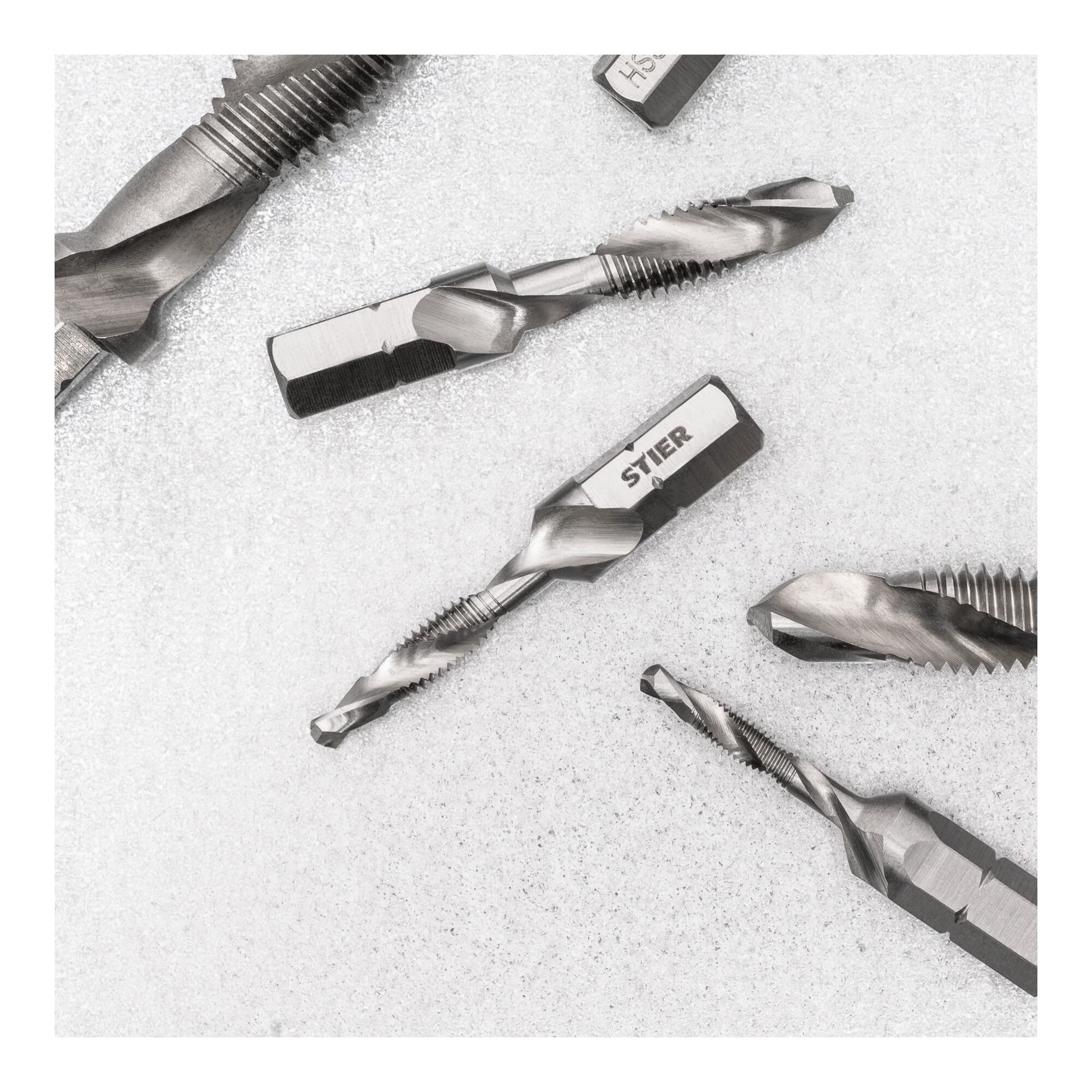 STIER Kombigewindebohrer Bit M3 bis M10 DIN 3126 HSS-G 1/4"-Sechskant