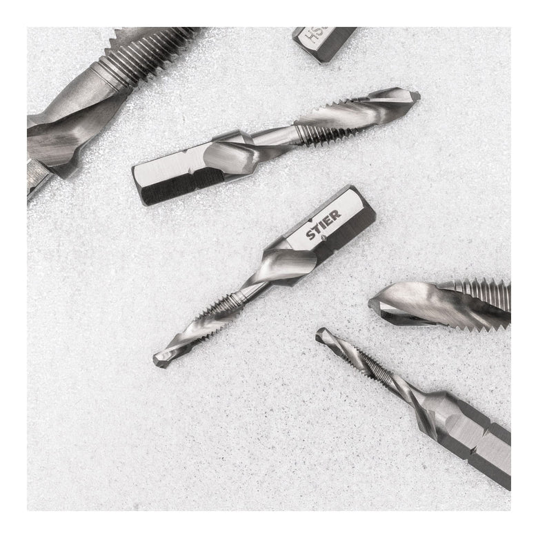 STIER Kombigewindebohrer Bit M3 bis M10 DIN 3126 HSS-G 1/4"-Sechskant