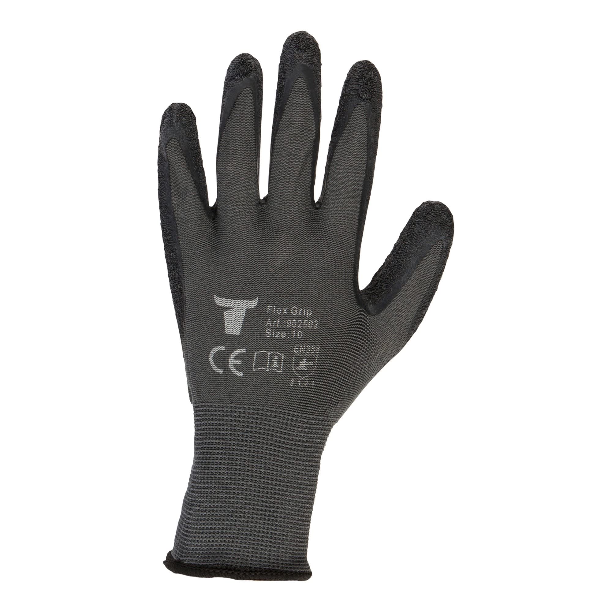 STIER Montagehandschuh, 12 Paar, Flex Grip, Größe 8, hochwertige Naturlatexbeschichtung, Exzellentes Tastgefühl, Schutz vor Flüsskeit & Kälte, gute Abriebfestigkeit