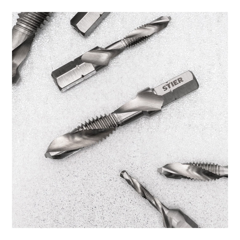 STIER Kombigewindebohrer Bit M3 bis M10 DIN 3126 HSS-G 1/4"-Sechskant