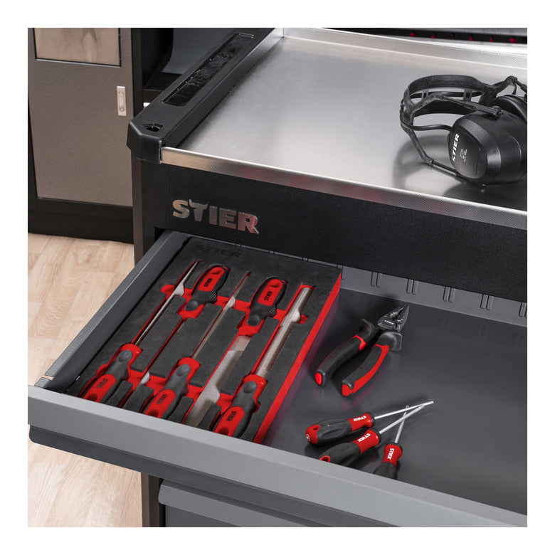 STIER Werkstattfeilen-Satz, 200 mm H2 5-teilig in Weichschaumeinlage (EVA)