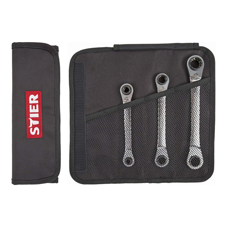STIER Doppel Ring Ratschen Schlüssel Satz 3-teilig SW 9 | 10 | 13 | 14 | 17 | 18