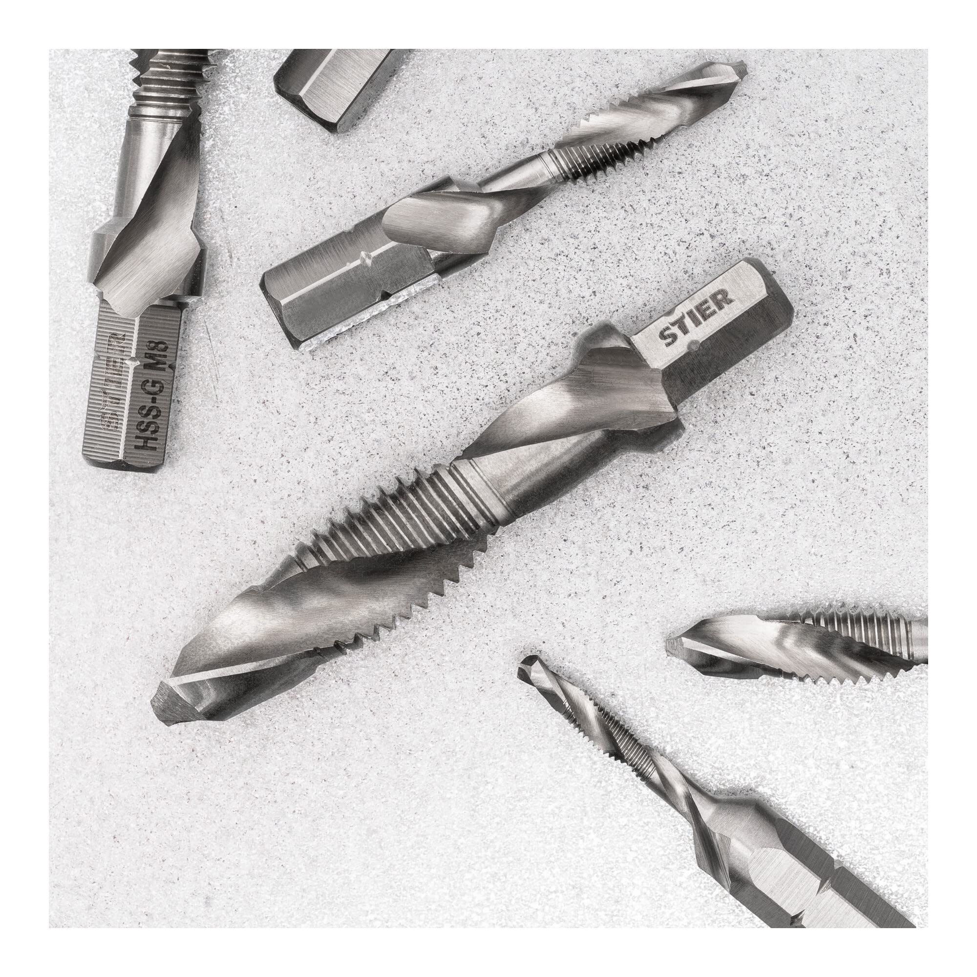 STIER Kombigewindebohrer Bit M3 bis M10 DIN 3126 HSS-G 1/4"-Sechskant
