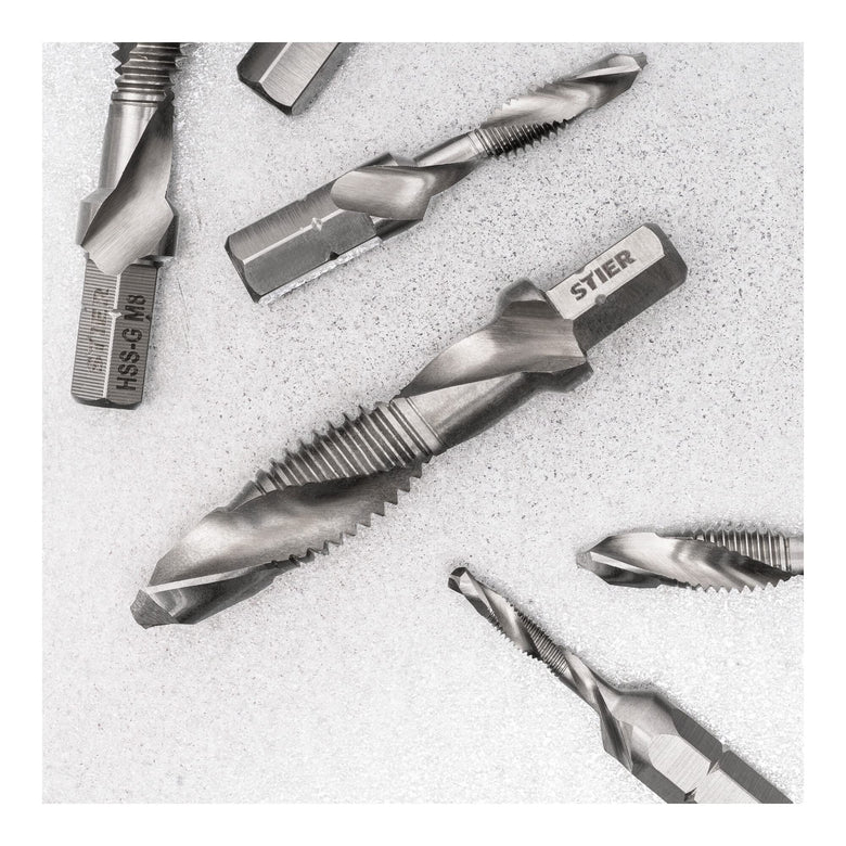 STIER Kombigewindebohrer Bit M3 bis M10 DIN 3126 HSS-G 1/4"-Sechskant