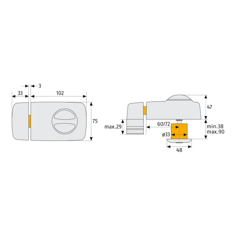 ABUS Tür-Zusatzschloss 7010 B EK