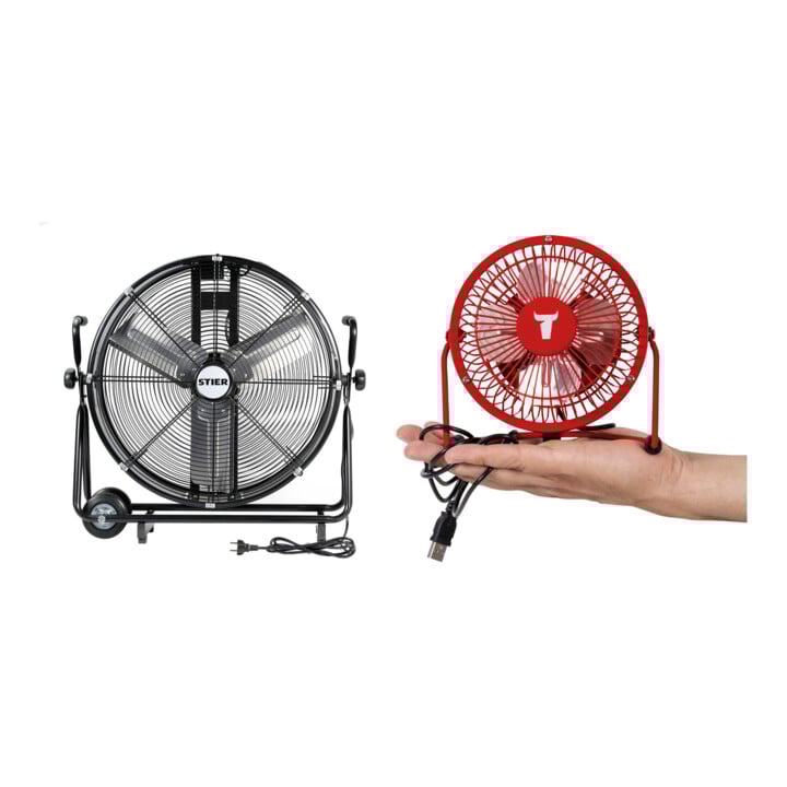 Set STIER Trommelventilator fahrbar 330W Ø600mm + USB-Ventilator