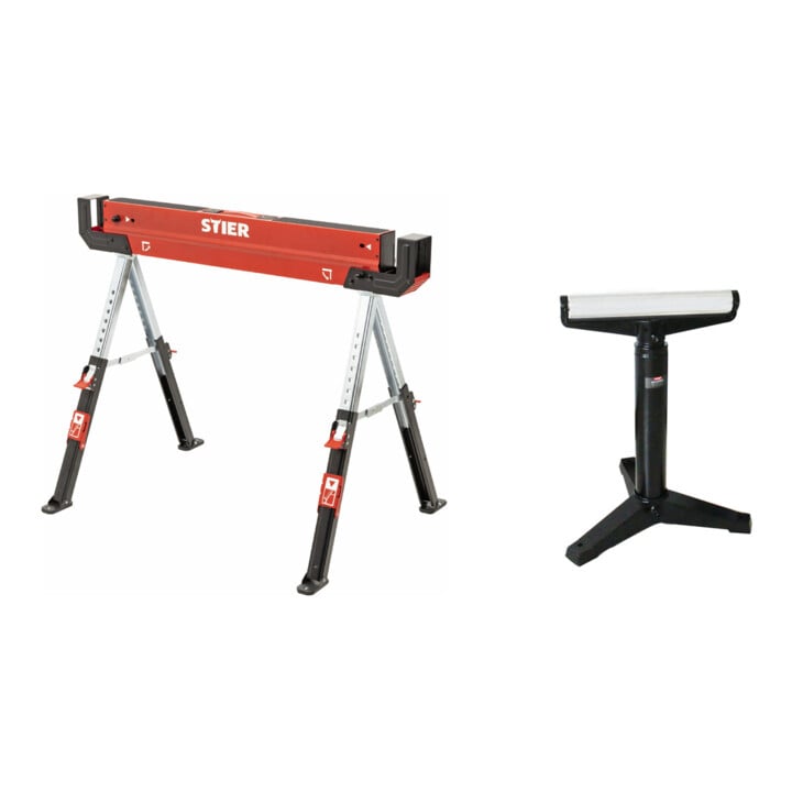 Set STIER Falt-Arbeitsbock 590kg + Rolling Stand 800kg