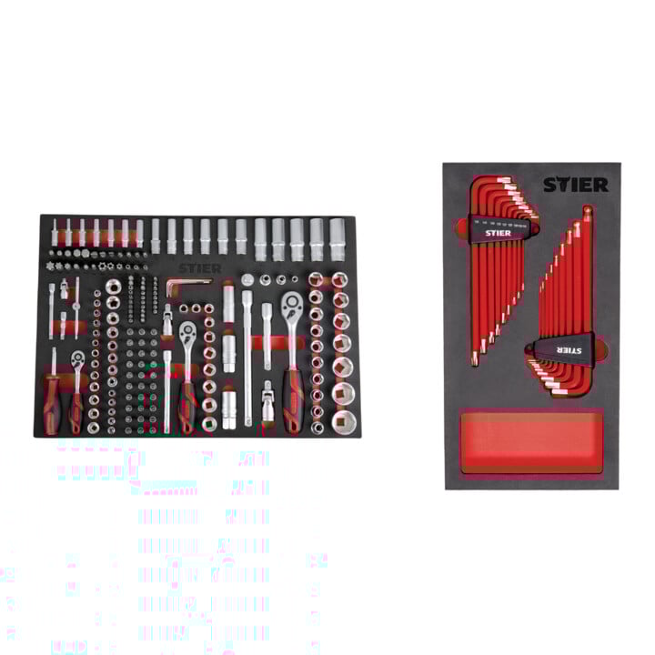 Set STIER Steckschlüssel-Satz 179tlg + Winkelschraubendreher-Satz 16tlg