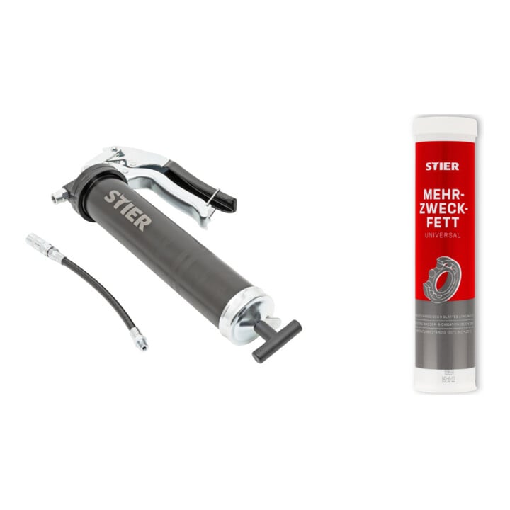 Set STIER Einhand-Fettpresse + Mehrzweckfett 400g
