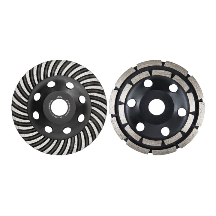 Set STIER Diamantschleiftopf 125mm + Diamant-Schleiftopf doppelt 125mm