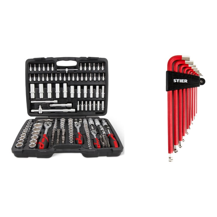 Set STIER Steckschlüssel-Satz 179tlg + Winkelschraubendreher-Satz 9tlg