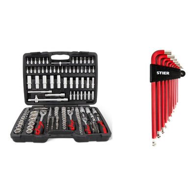 Set STIER Steckschlüssel-Satz 179tlg + Winkelschraubendreher-Satz 9tlg