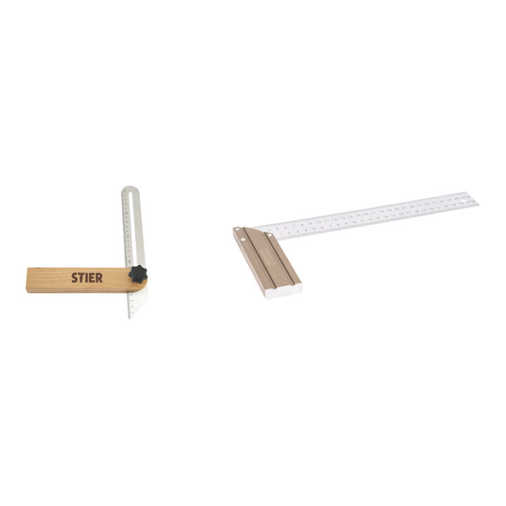 Set STIER Anschlagwinkel 300 mm + Präzisions-Schmiege 250 mm Aluminium