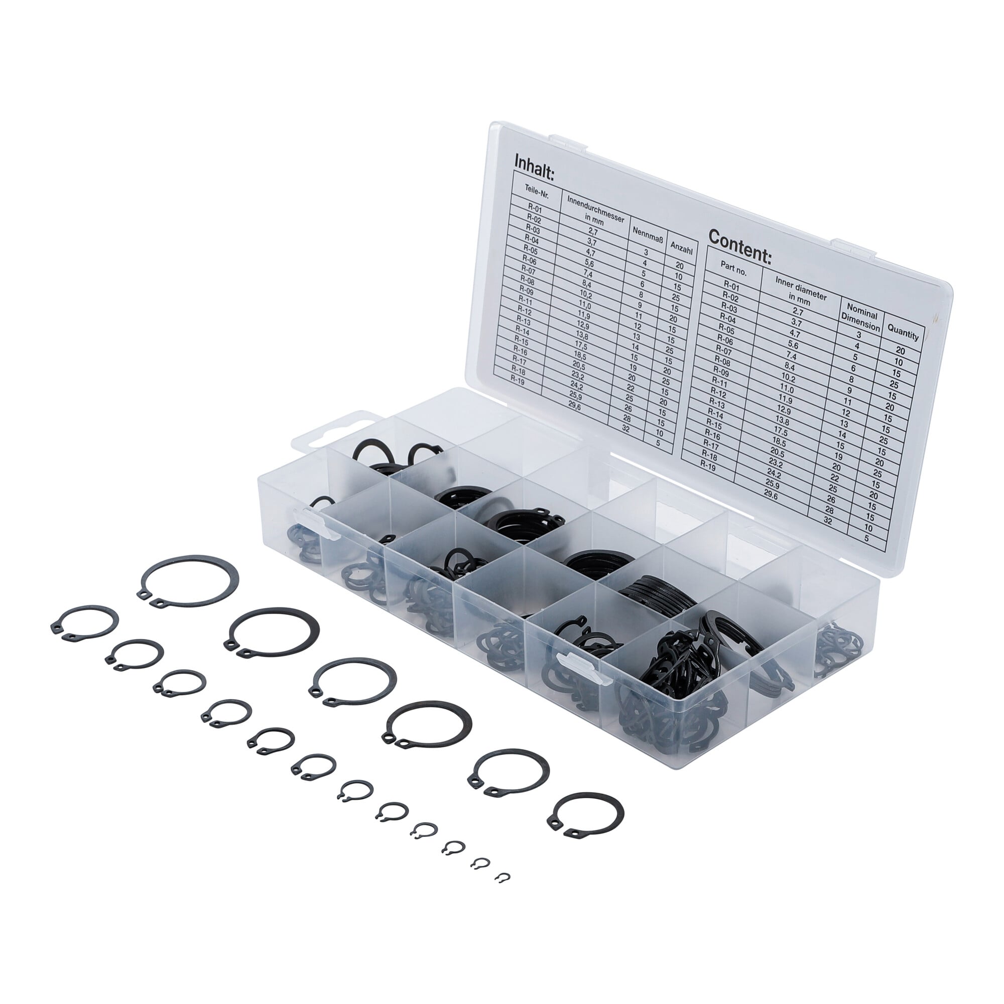 BGS Außen-Seegerring-Sortiment (Sprengringe) Ø 3 - 32 mm 300-tlg.