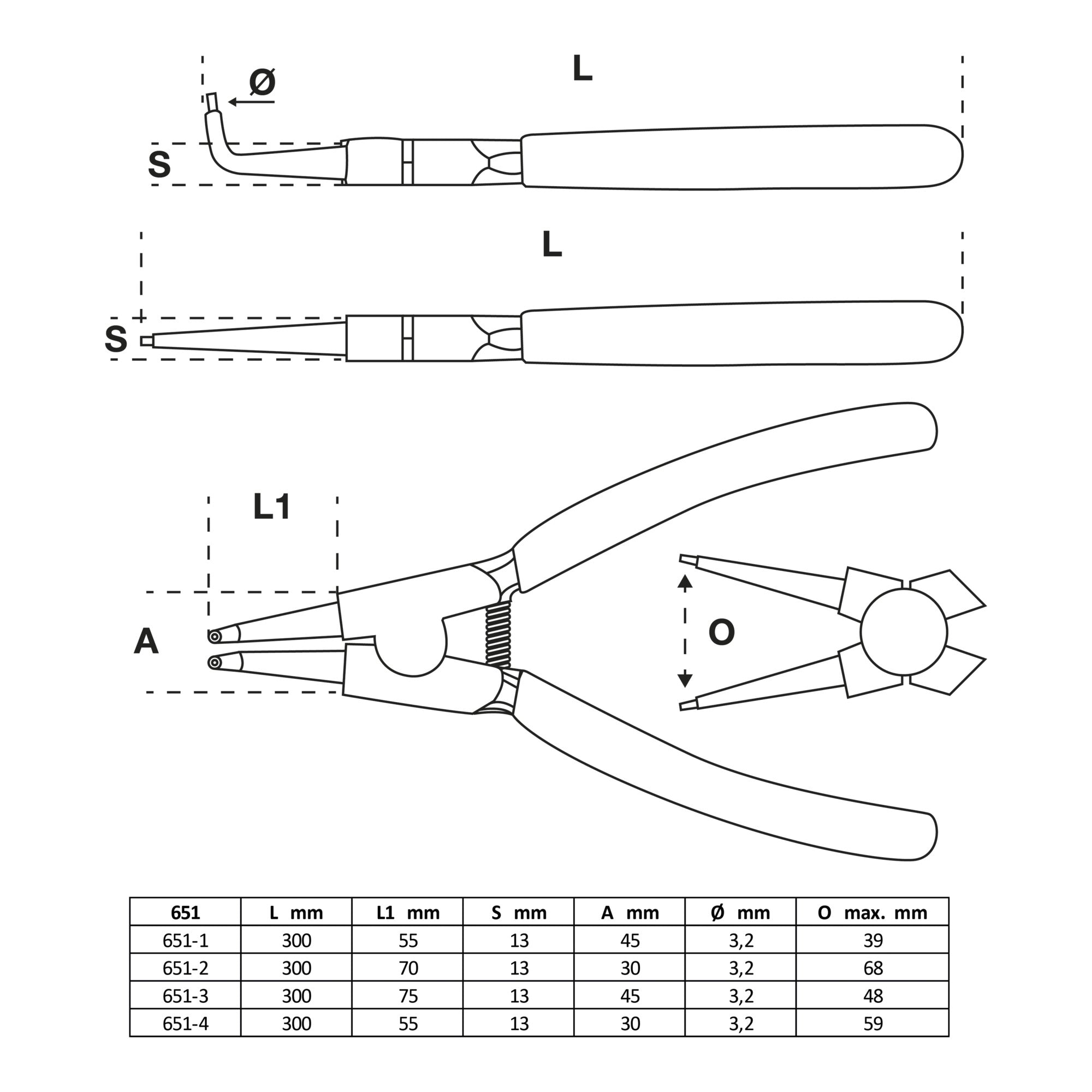 BGS Sprengringzangen-Satz 300 mm 4-tlg.