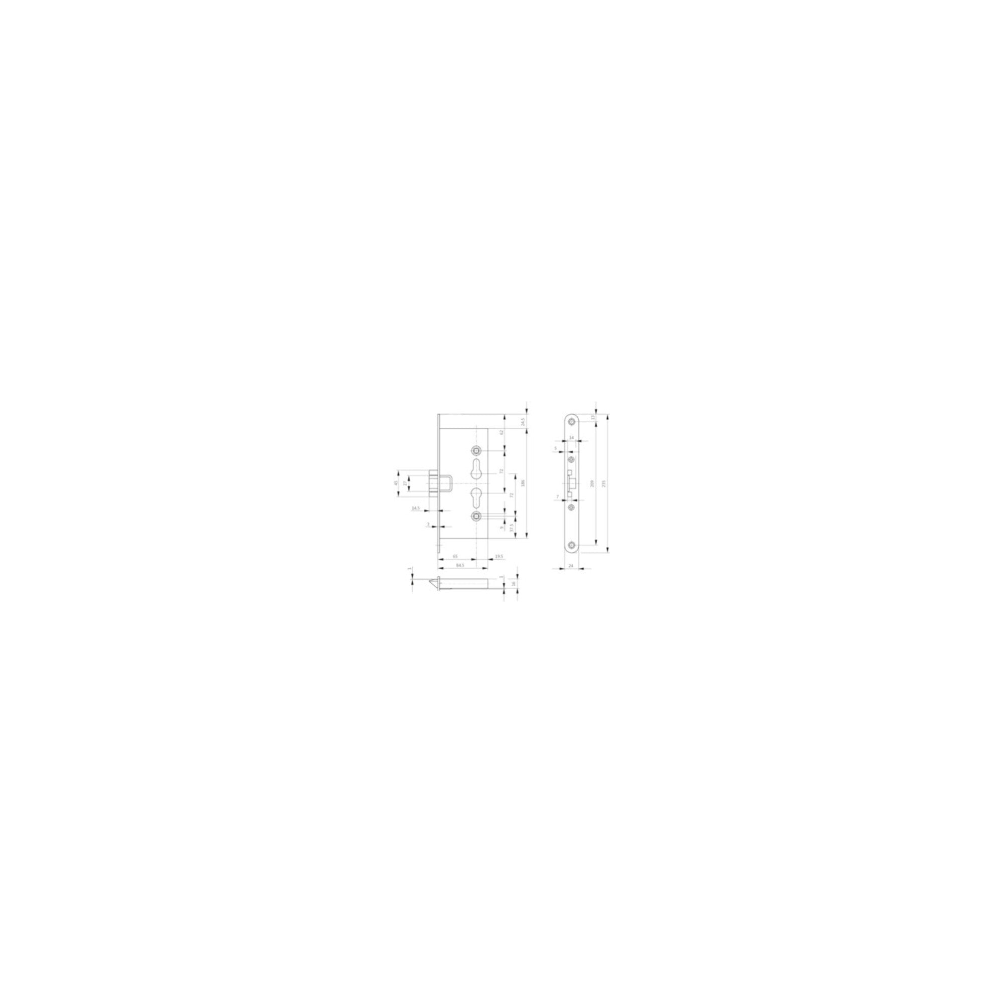 BKS FS-Einsteckschloss 1125 PZW 24/65/72/9mm DIN L/R verz.rd