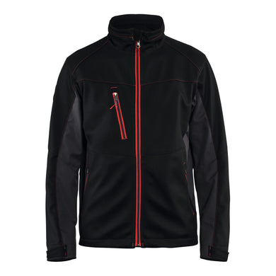 Blakläder Softshell Jacke Service Plus, schwarz / rot, Unisex-Größe: XL