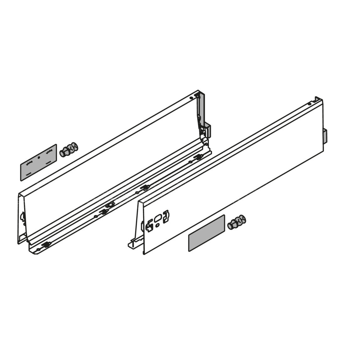 Blum TANDEMBOX Zarge, Höhe K 115 mm, NL 350 mm, links/rechts, für TANDEMBOX