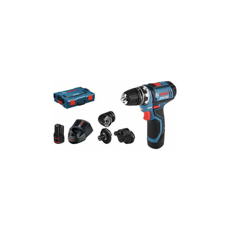 Bosch Akku-Bohrschrauber GSR 12V-15 FC mit 2 x 2,0 Ah-Akku L-BOXX 4 Aufsätze