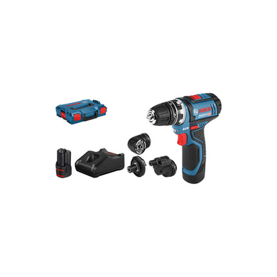 Bosch Akku-Bohrschrauber GSR 12V-15 FC mit 2 x 2,0 Ah-Akku L-BOXX 4 Aufsätze