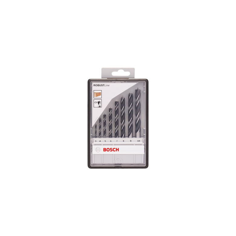 Bosch Holzspiralbohrer-Set Robust Line, 3 - 10 mm, 8-teilig