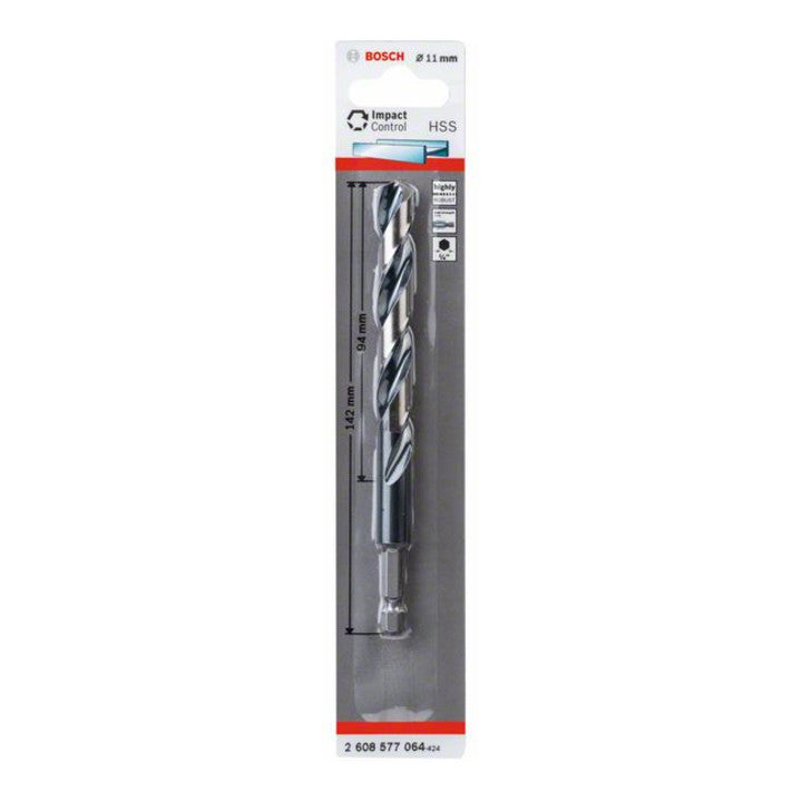 Bosch HSS Spiralbohrer Impact Control mit Sechskantschaft 11 x 94 x 142 mm