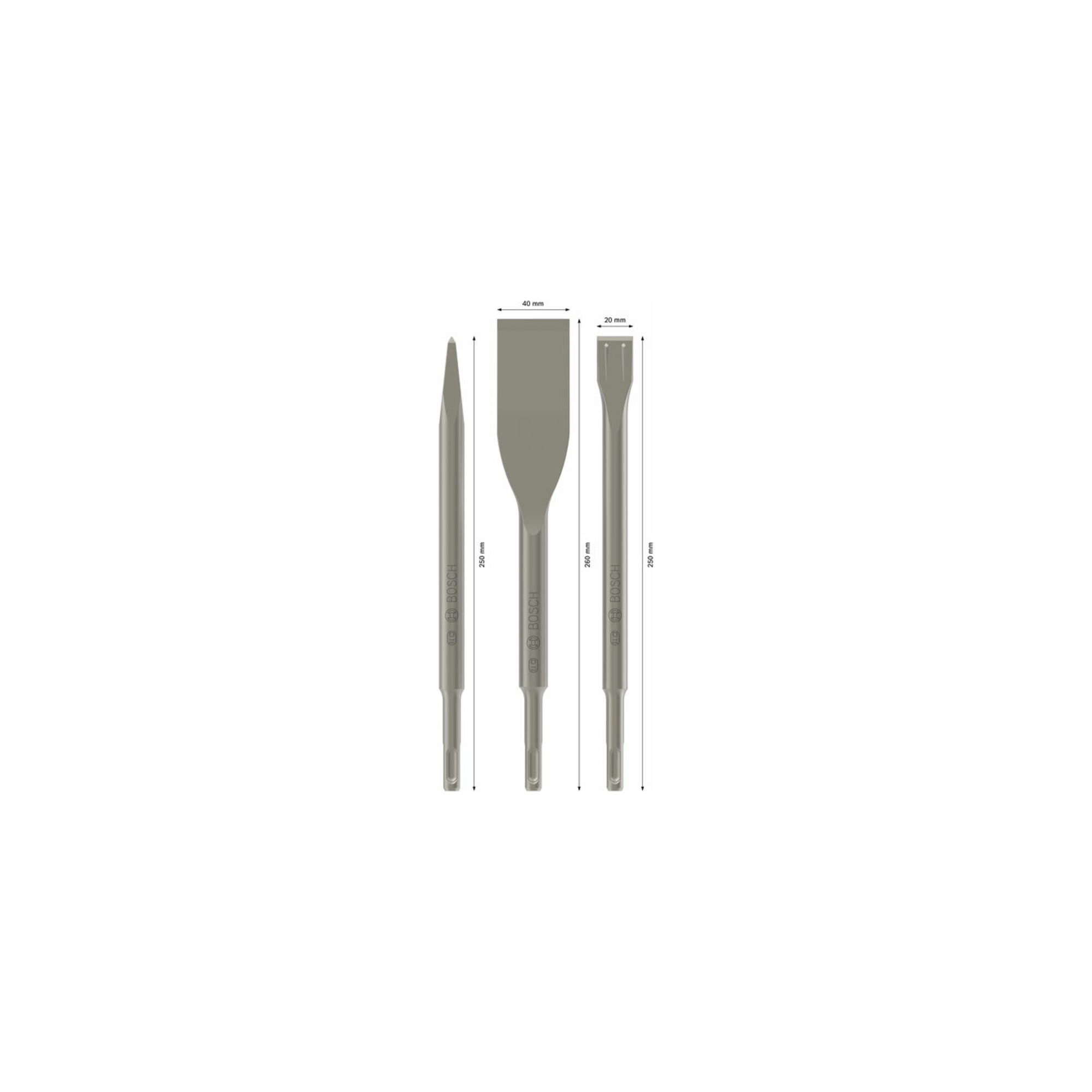 Bosch Meißel-Set mit SDS plus 3-teilig 250 250 260 x 20 40 mm